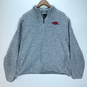 Streetwear Gen2 Arkansas Razorbacks Jacket Mens XXL Grey Marled Fleece Full Zip
